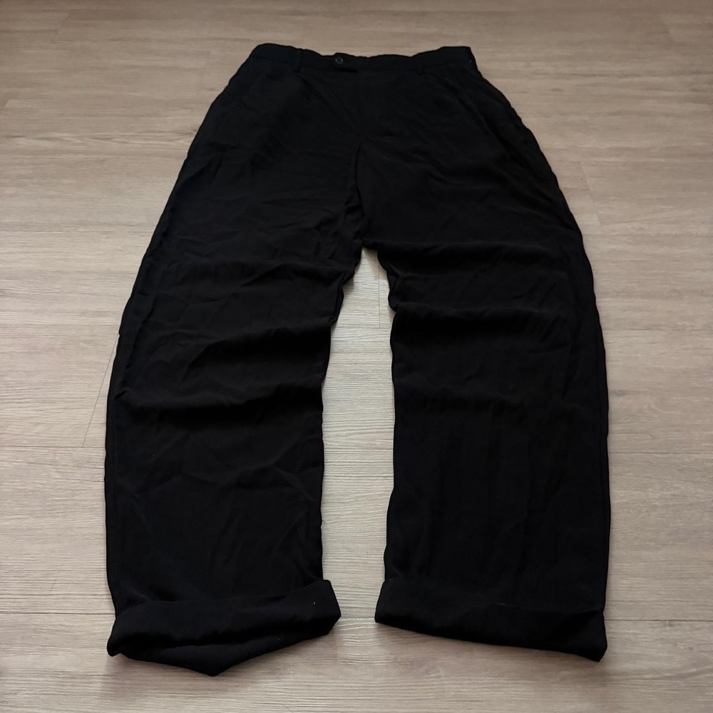 32x30 Black Pleated Straight Wide Leg Dress Pants Y2K Grunge